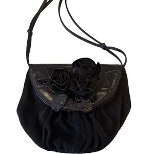High Fashion Handbags Black Suede & Leather‎ Vintage Crossbody Bag
